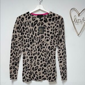 Charter club luxury 100% cashmere Animal Print crew neck sweater  NWT size S